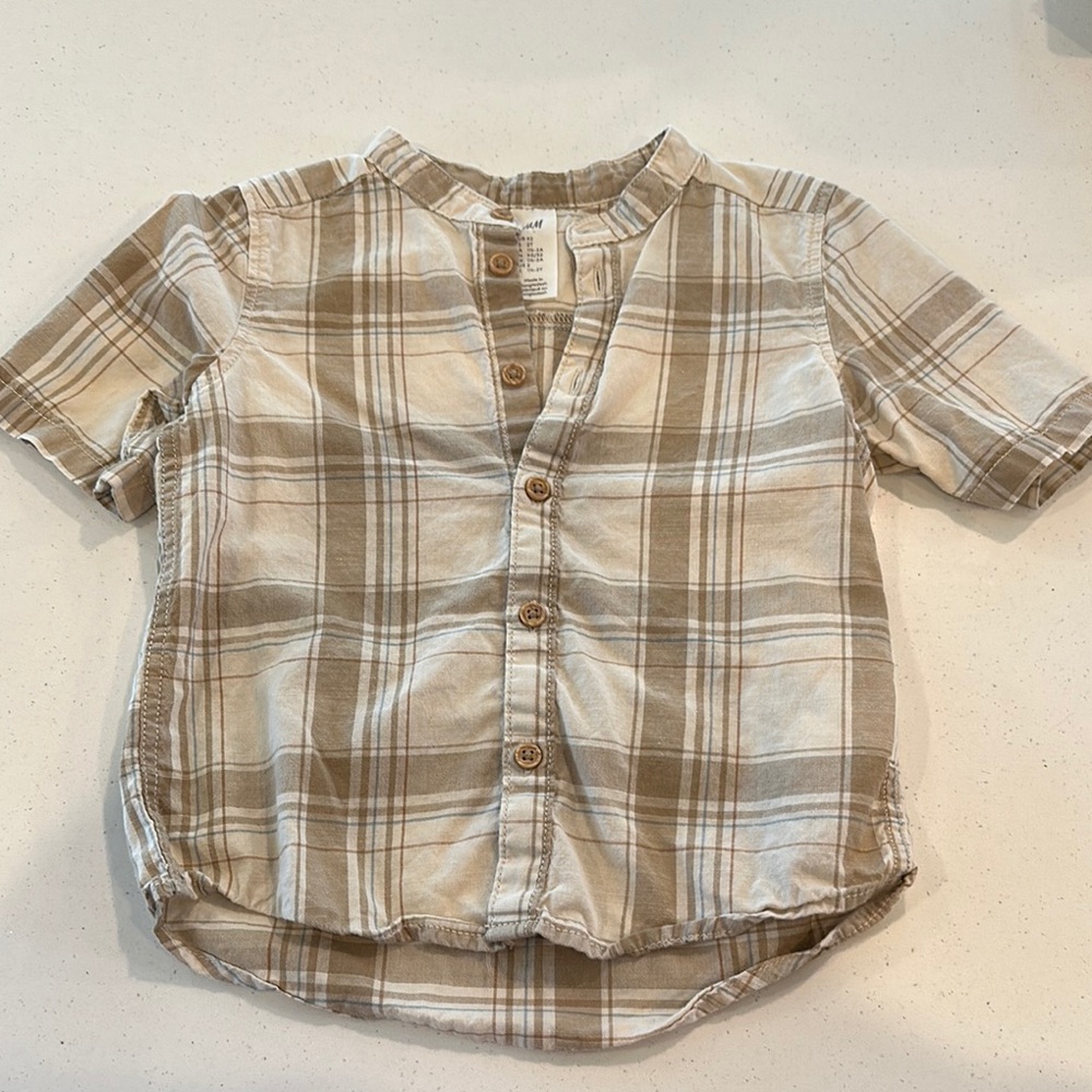H&M Plaid Toddler Shirt in Tan and Cream